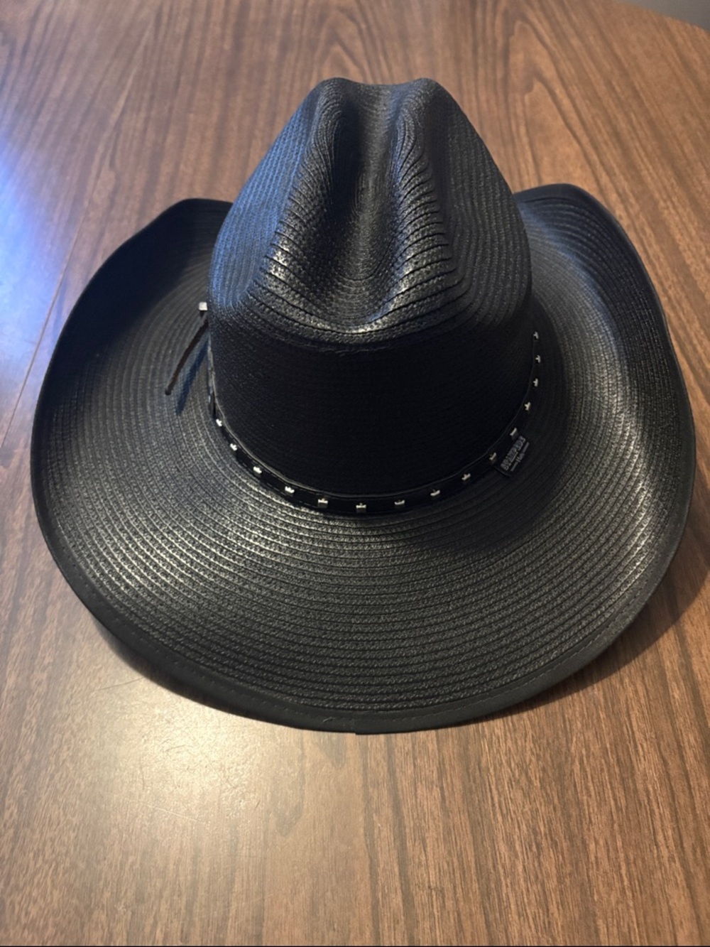 Stampede Large Black Straw Western Hat with Studded Band